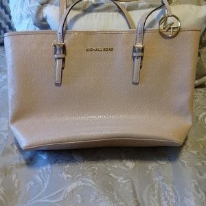 Light peach patton leather tote